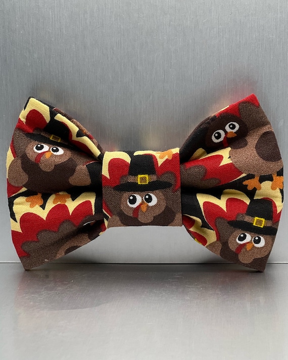 Thanksgiving Dog Bow Tie. Thanksgiving Day pet bows, Turkey dog bow, Thanksgiving Dog Bandana, Holiday Pet Bows, Thanksgiving Accessories