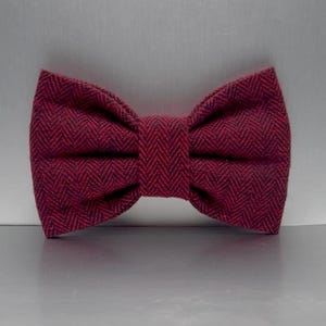 Burgundy Herringbone Bow Tie. Bowtie dogs, Herringbone brushed thicker flannel Dog Bow Tie, bowties dog, Pet accessories, extra-large dog,