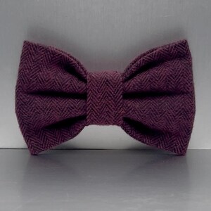 Plum Herringbone dog Bowtie, Herringbone brushed thicker flannel Dog Bow Tie, bowties dog, Pet accessories, extra-large dog, Bowties Dog