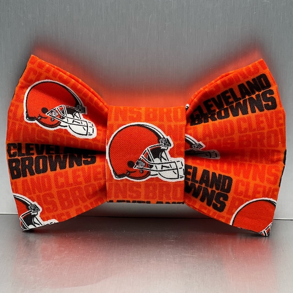 Dog Bow Ties made with Cleveland Browns fabric. Dog Bow Tie, Pet Bow Tie, Pet Bow, cat bow, dog Bandana,