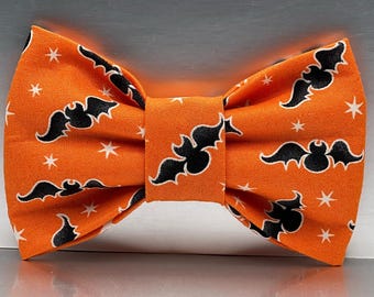 Orange Halloween Bat Dog Bow Tie, Halloween Black Bat dog bow tie, Halloween Cat bow ties, Halloween Bat bow ties, Gift, extra large bowties