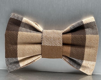 Brown Plaid Dog Bow Tie. Plaid cat bow tie, dog gift, dog bow tie, bowtie, bow ties, Fall dog bowties , extra large dog bow tie, plaid bows