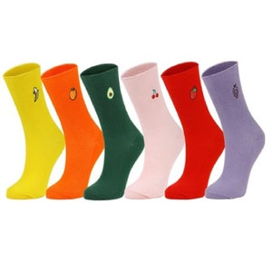 Chaussettes Femme Fruits Colorés 6 Paires dans une Boîte Taille 4-7