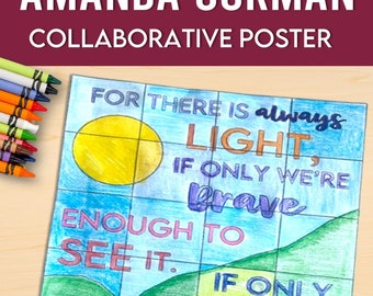 Amanda Gorman, The Hill We Climb Collaborative Poster, Team Building Activity, Classroom Poster, Bulletin Board, Door Decor