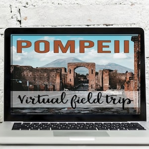 Virtuell utflykt till staden Pompeji, Vesuvius utbrott, läsning, skrivning, virtuell rundtur, utforskning, aktivitet om antikens historia