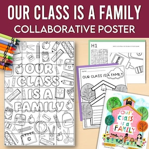 Our Class is a Family Collaborative Poster, hardop voorgelezen discussievragen, afdrukbare activiteit