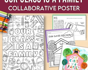 Our Class is a Family Collaborative Poster, Read Aloud Discussion Questions, Printable Activity