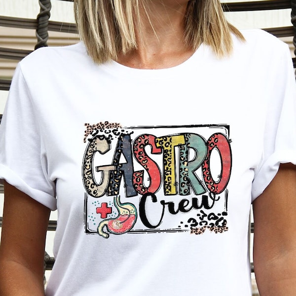 Vintage Nurse T Shirt, Leopard Lettering Gastro TShirt, Gastro Crew Shirt, Gastroenterology T-Shirt, Anatomical Gastro Tee