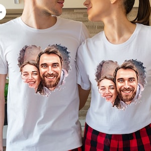 Custom Drawing Valentines Shirt, Personalized Photo T-Shirt, Valentines Day T-Shirt, Customized Portrait T-Shirts, Gifts for Girlfriend