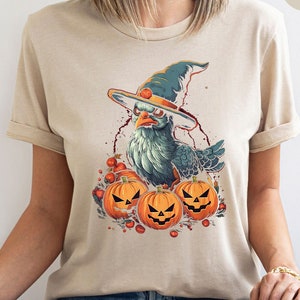 Halloween Crow Shirt, Halloween Pumpkin Shirt, Funny Witch Halloween Shirt, Support Witch T-Shirt, Retro Spooky Season Tees, Halloween Gifts