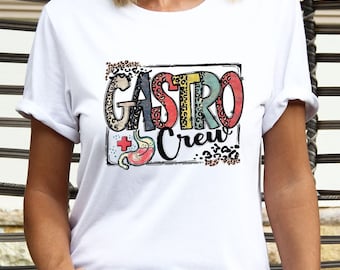 Vintage Nurse T Shirt, Leopard Lettering Gastro TShirt, Gastro Crew Shirt, Gastroenterology T-Shirt, Anatomical Gastro Tee