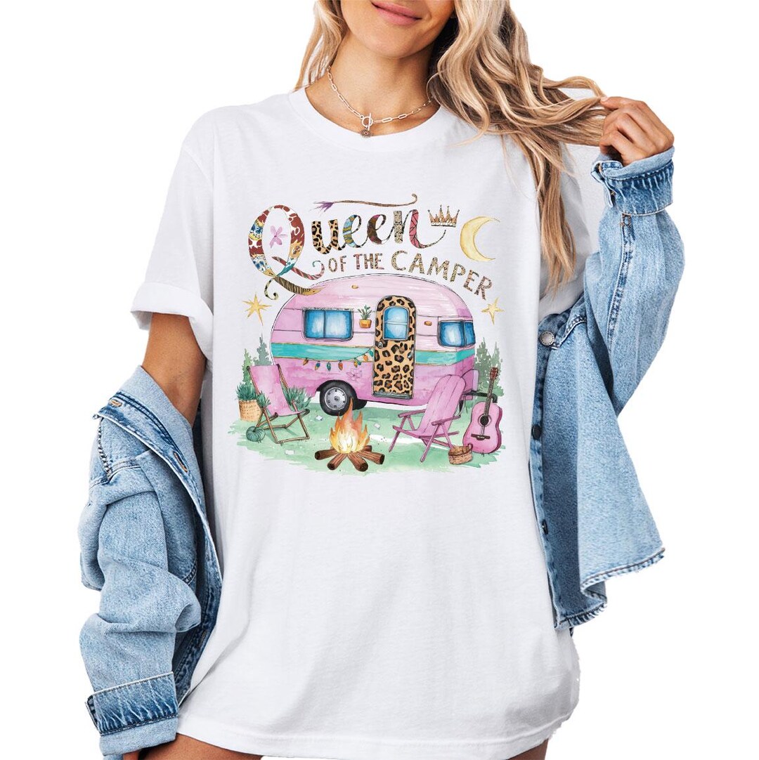 Camper Queen Shirt, RV Graphic Camp Shirt, Girl Camping Shirts, Camp ...