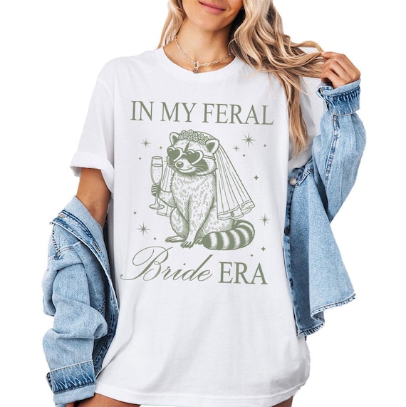 Funny Bride Era Shirt, Retro Raccoon Bride T-Shirt for New Bride Gift, Retro Raccoon Bride Tee, In My Feral Shirt for Funny Bride Team