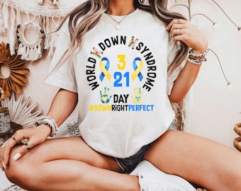 World Down Syndrome Day Shirt, 321 Awareness Ribbon Tee, Down Right Perfect Shirt