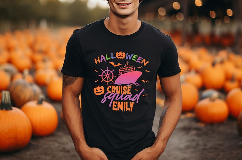 a man standing in front of a field of pumpkins