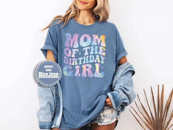 Comfort Colors® Mom Of The Birthday Girl Shirt, Retro Pastel Graphic Shirt, Birthday Mom Tshirt, Family Party Shirt, Cute Birthday Shirts