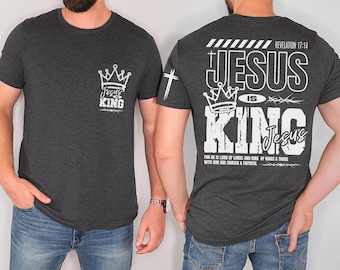 Retro Christian Faith Shirt, Revelation 17:14 Bible Verse Tee, Cross Sleeve Print Christian Shirt, Trendy Religious Apparel