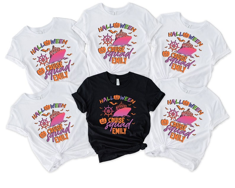 a group of halloween shirts on a white background
