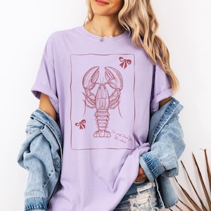 Comfort Colors I&#39;m Just Here For the Claws Lobster T-Shirt, Coastal Graphic Tee, Lobster Gift For Women, Trendy Coastal Tee, Nautical Shirt