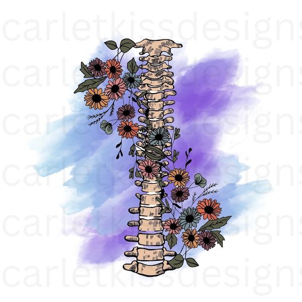 Colorful Spine with Flowers, Spine Png, Flowers Png, Colorful Flowers Png, Spine with Flowers, Colorful Background Png, Digital Download