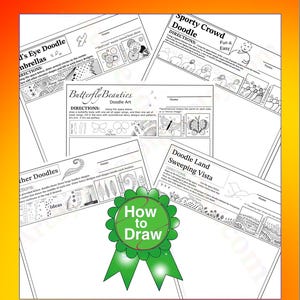 Cómo dibujar Mega 13 pág. Paquete. Los niños trabajan de forma independiente usando instrucciones paso a paso y guías ilustradas claras, archivos PDF.