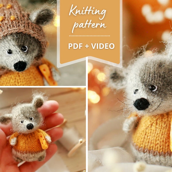 Mouse knitting pattern, amigurumi mouse, crochet mouse pattern, plush mouse, toy pattern pdf, knitted animals, amigurumi pattern