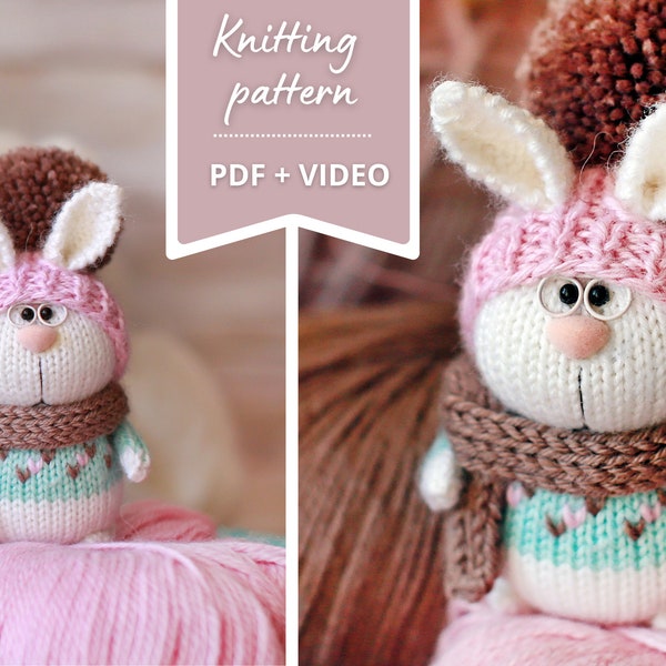 Bunny knitting pattern, amigurumi bunny, plush bunny pattern, toy pattern pdf, crochet bunny pattern, knitted animals, amigurumi pattern