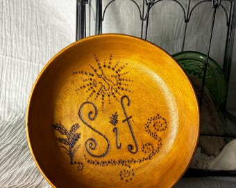 Norse Goddess SIF Hand Burned Wooden Offering Bowl