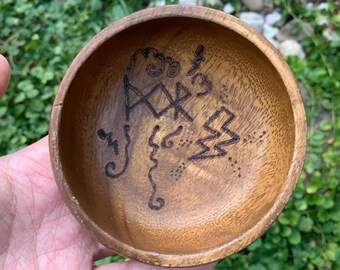 Wood Burned Thor offering bowl