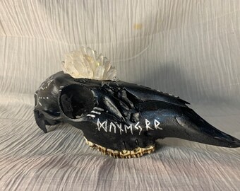 Crystal deer skull with runes | stags at the world tree