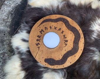 Jormungandr norse altar candle holder | hand burned candle holder
