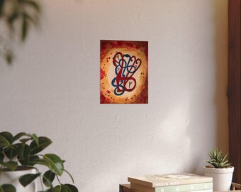 Impressão de arte nórdica, pôster em aquarela, pagão, arte colorida