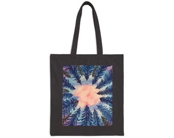 Bolsa de lona con diseño de flores y luna, acuarela, regalo para amantes de la naturaleza, bolsa de compras ecológica, bolsa de supermercado reutilizable, pintada a mano.