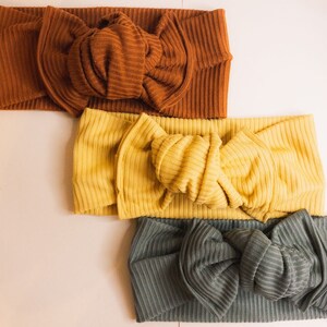 Boho Fall neutral ribbed knit head wrap for babies - One size