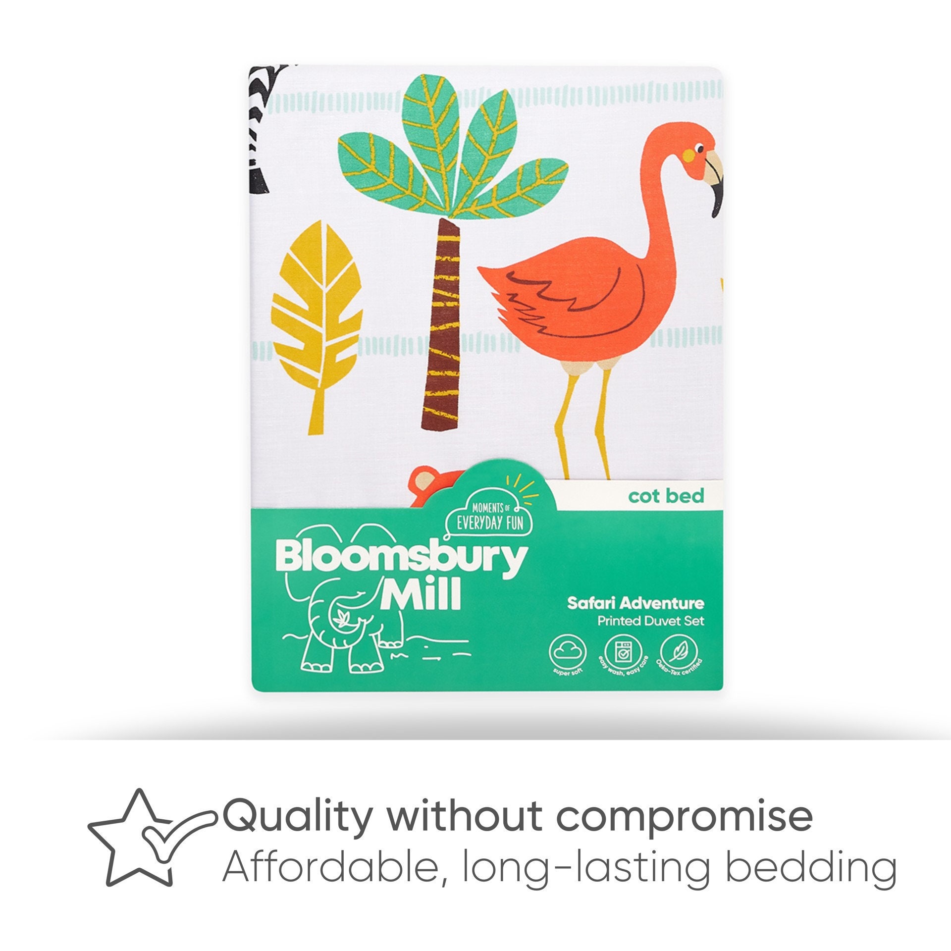 Bloomsbury Mill Kids Bed Duvet Cover and Pillows Set Safari Jungle