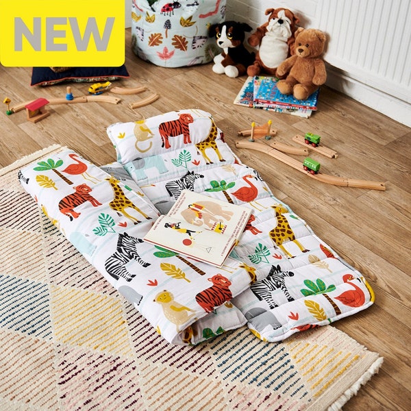 Bloomsbury Mill - Nap Mat for toddlers and kids - All in One Pillow, Mat and Blanket - Travel Sleeping Bag for Nursery, Sleepovers and more!