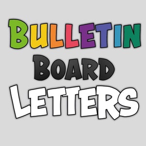 Letras llamativas para tablón de anuncios imprimibles, decoración para el aula, tablón de anuncios de agosto, kit para tablón de anuncios y decoraciones para el aula.