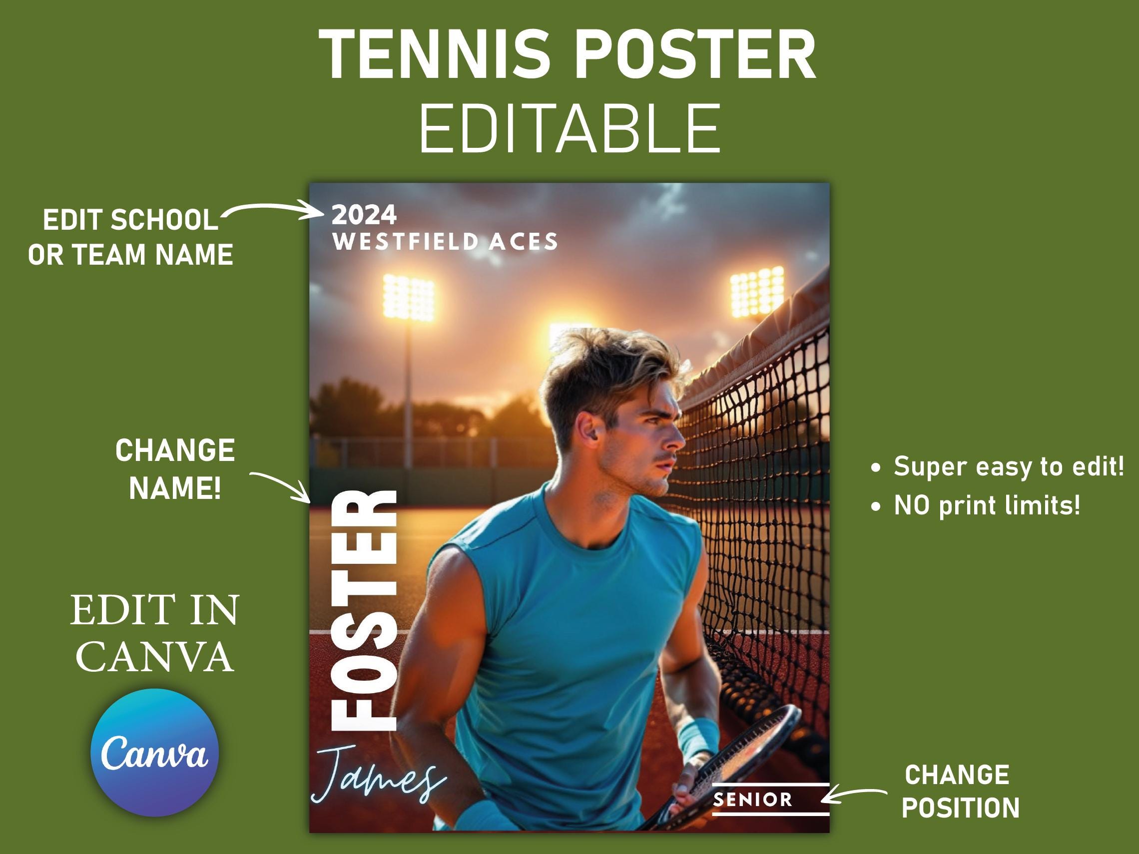 Tennis Poster Canva Template, Senior Sports Poster, Memory Mate, Tennis ...