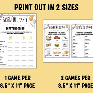 50th Birthday Party Games Bundle Born in 1974 Games 50th Birthday Games ...