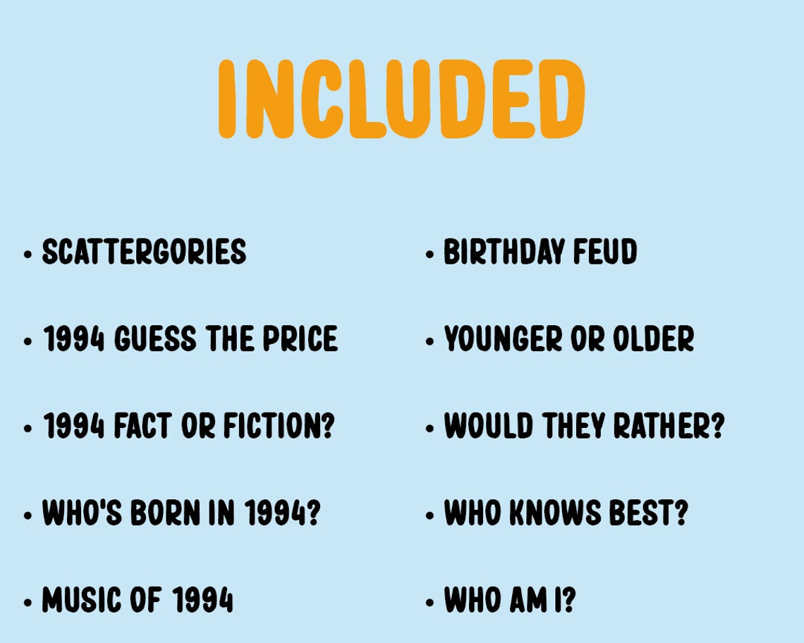 50th Birthday Party Games Bundle Born in 1974 Games 50th Birthday Games ...