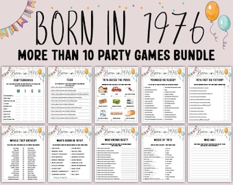50th Birthday Party Games Bundle | Born in 1976 Games | 50th Birthday Games | Printable Birthday Party Games for Adults, Born in 1976 Trivia