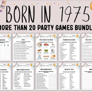 50th Birthday Party Games Bundle | Born in 1975 Games | 50th Birthday Games | Printable Modern Birthday Party Games for Adults | Family Game