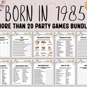 40er Geburtstags-Party-Spiele-Bundle | 1985 Spiele | 40 Jahre Geburtstagsspiele | Moderne Geburtstagsspiele für Erwachsene | Familien Spiel