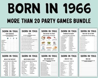 60th Birthday Party Games Bundle | Born in 1966 Games | 60th Birthday Games | Printable Birthday Party Games for Adults, Born in 1966 Trivia