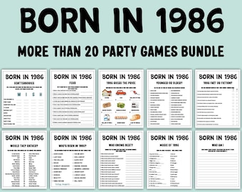 40th Birthday Party Games Bundle | Born in 1986 Games | 40th Birthday Games | Printable Modern Birthday Party Games for Adults | Family Game