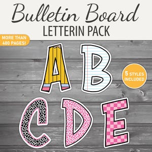 Bulletin Board Letters - Printable Seasonal Classroom Decor for Teachers, Back to School Theme, School Supply Educational Decorations.