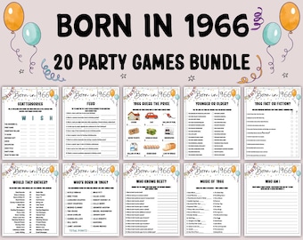 60th Birthday Party Games Bundle | Born in 1966 Games | 60th Birthday Games | Printable Birthday Party Games for Adults, Born in 1966 Trivia