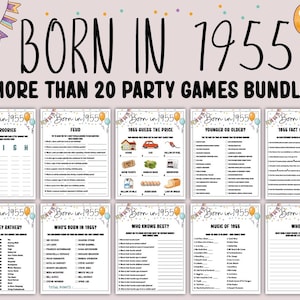 70th Birthday Party Games Bundle | Born in 1955 Games | 70th Birthday Games | Printable Modern Birthday Party Games for Adults | Family Game