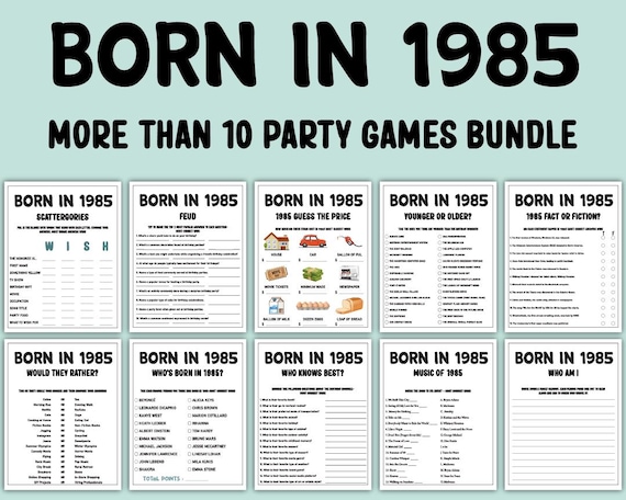 40th Birthday Party Games Bundle | Born in 1985 Games | 40th Birthday Games | Printable Modern Birthday Party Games for Adults | Family Game