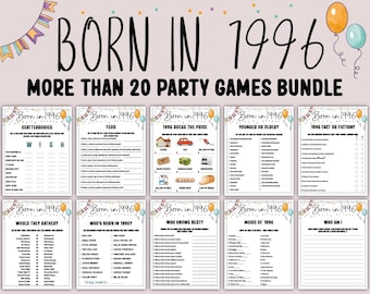 30th Birthday Party Games Bundle | Born in 1996 Games | 30th Birthday Games | Printable Birthday Party Games for Adults, Born in 1996 Trivia